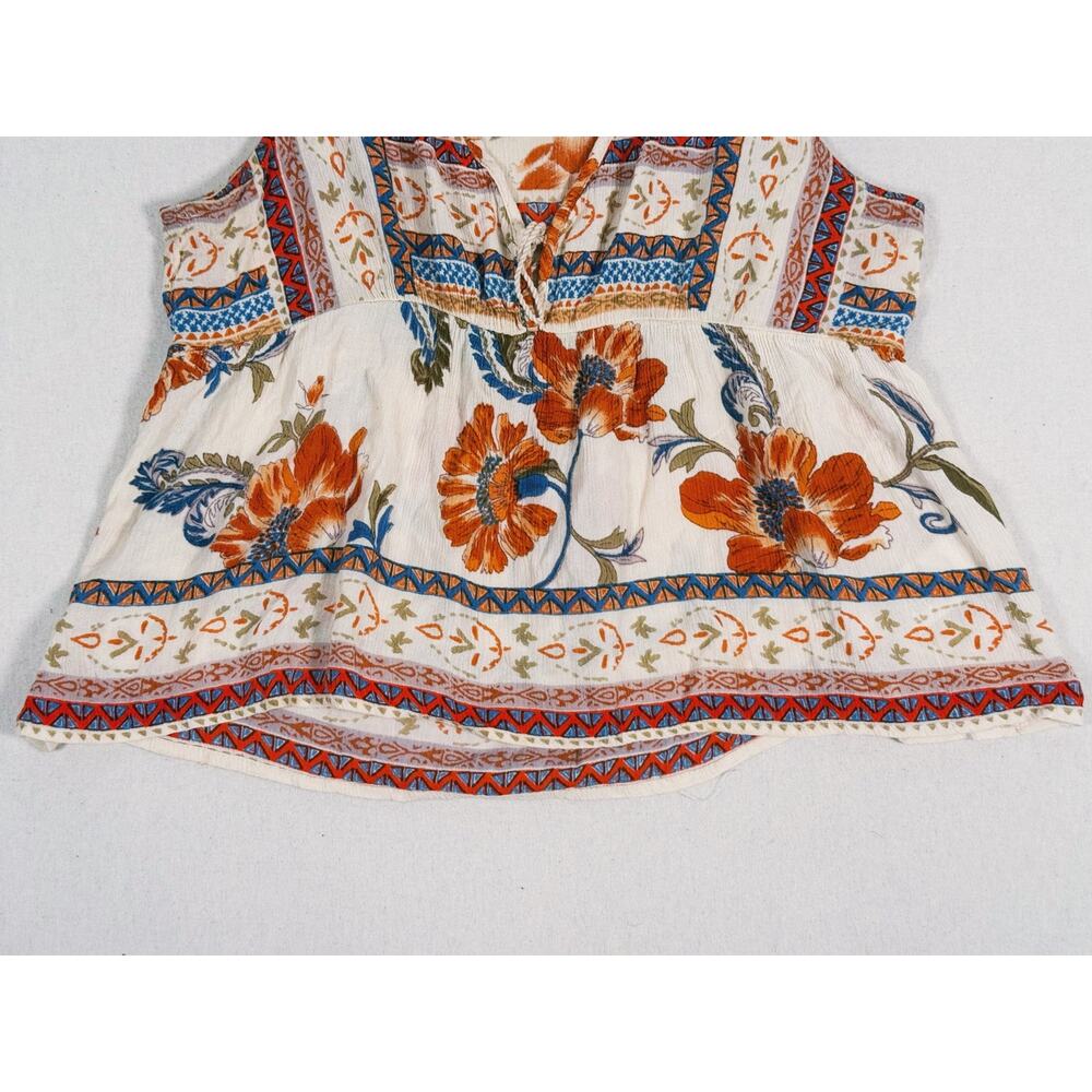 Patrons of Peace Floral Babydoll Tank Top Size Small Orange Boho Indie Hippie - Picture 7 of 10